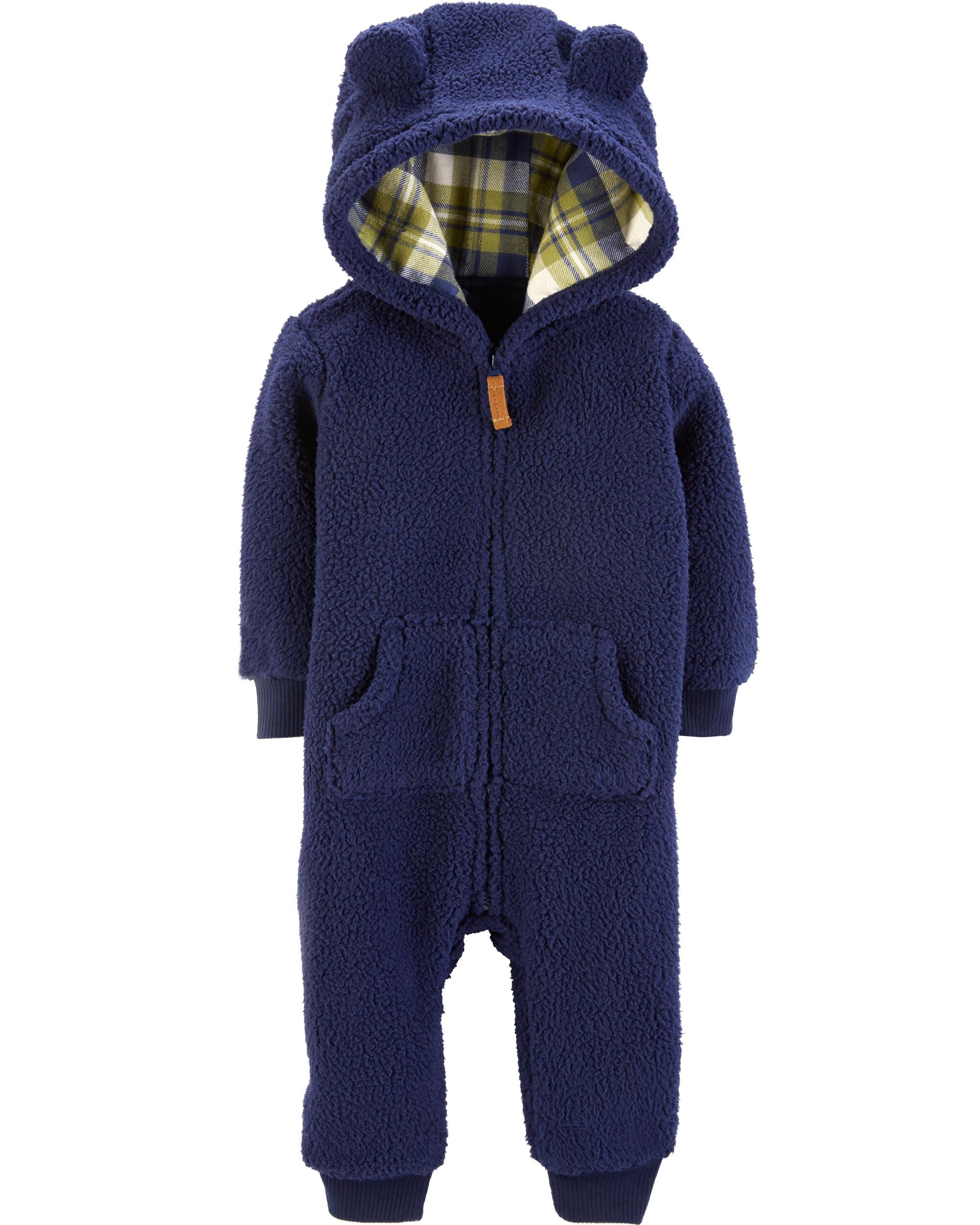 hooded sherpa jumpsuit